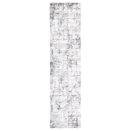 Safavieh 2 ft. 2 in. x 9 ft. Berber Shag Power Loomed Runner Area Rug; Grey & Ivory BER410F-29
